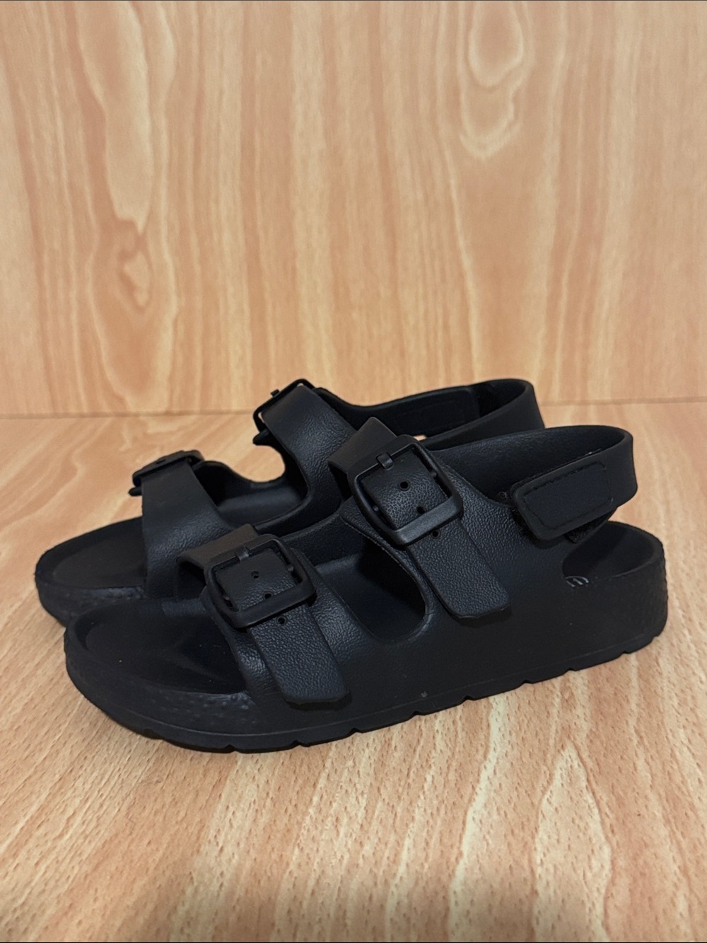 Kids Black Buckle Sandals - Comfortable Adjustable Straps